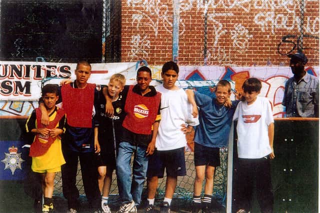 Kyle Walker is pictured on the left amongst friends in 2002 at a FURD Streetkick event.