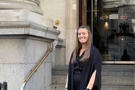 Kristi Boyes quit her £110,000 a year lawyer job and moved back in with her parents after 12-hour days left her with severe burnout. Kristi on the day she was admitted to the roll. Photo: Kristi Boyes / SWNS