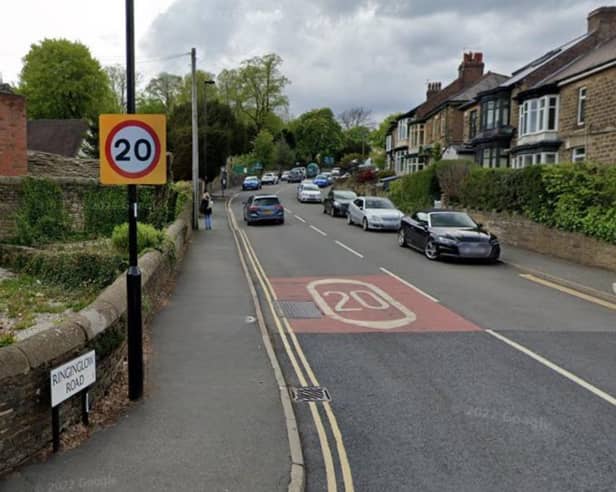 20mph zone on Ringinglow Road and surrounding streets.