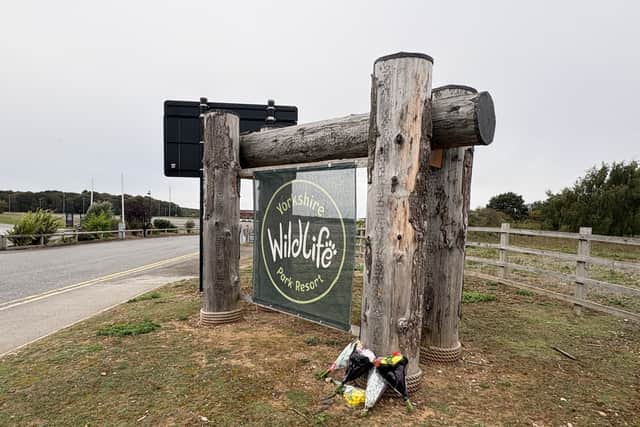 Flowers left at the entrance of Yorkshire Wildlife Park in Doncaster (Dave Higgens/PA)