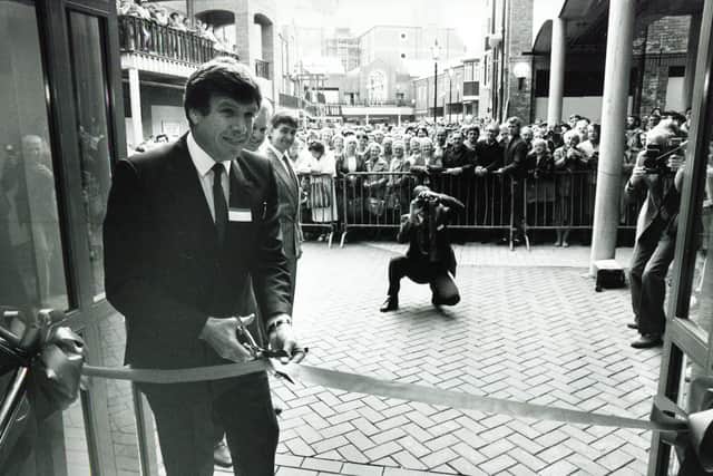 The official opening of the Food House at Orchard Square, Fargate, Sheffield, was performed today by Emlyn Hughes - 29th September 1987