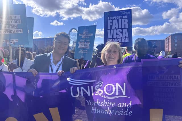Councillor Rusling joined a rally outside Labour Party conference in Liverpool alongside care workers. He said: "There was Bob Marley playing, singing, dancing, all manner of stuff going on, but with a really clear message."