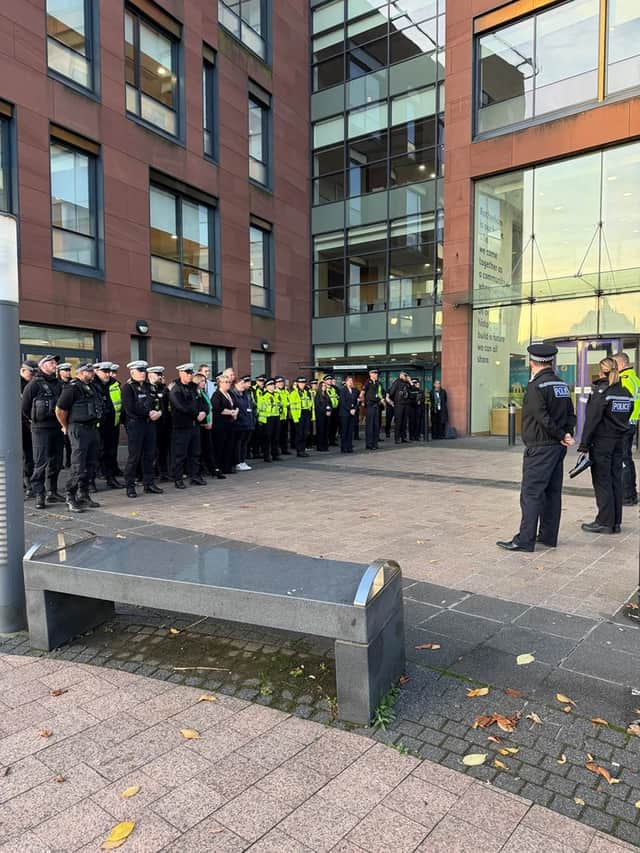 Police officers take part in Operation Duxford
