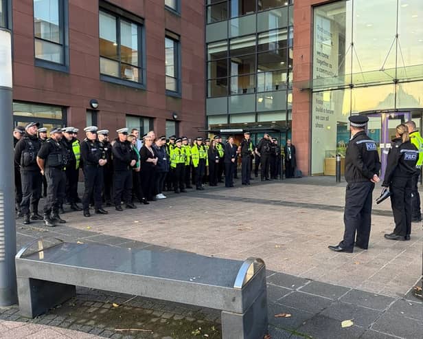 Police officers take part in Operation Duxford