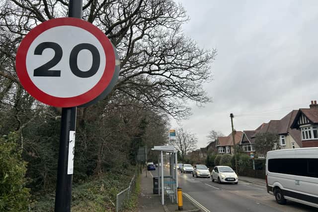 20mph speed limit sign. Picture: LDRS