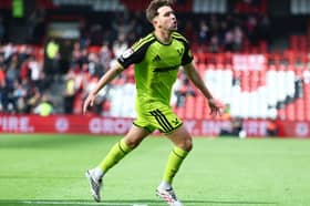 Oli Arblaster celebrates his goal against Bristol City at Ashton Gate to send the Blades 1-0 up.
