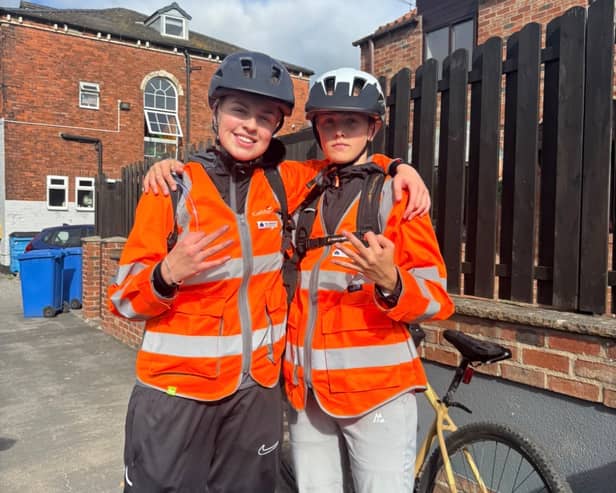 Maisie Everitt (right), and her friend Talia (left) completed a major 90 mile bike ride challenge to raise money for their friends terminally ill mum.