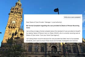 A template care complaint can be generated in seconds using AI