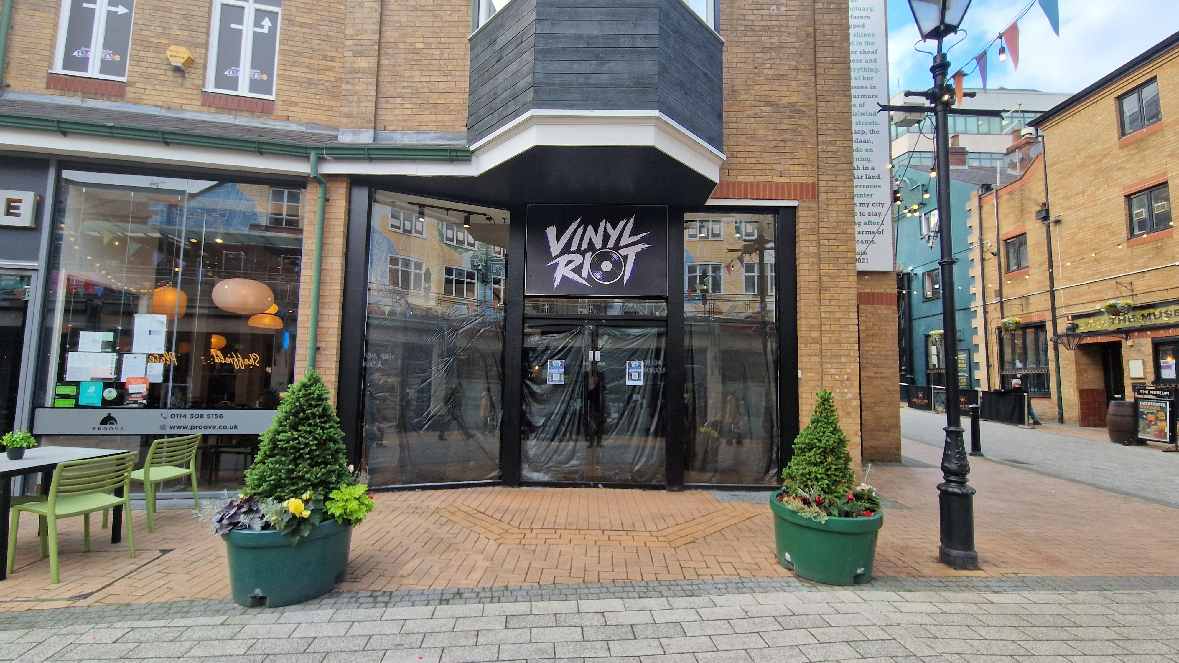 Static Vinyl Application Vinyl Riot record shop opening in Orchard Square shopping centre in ...