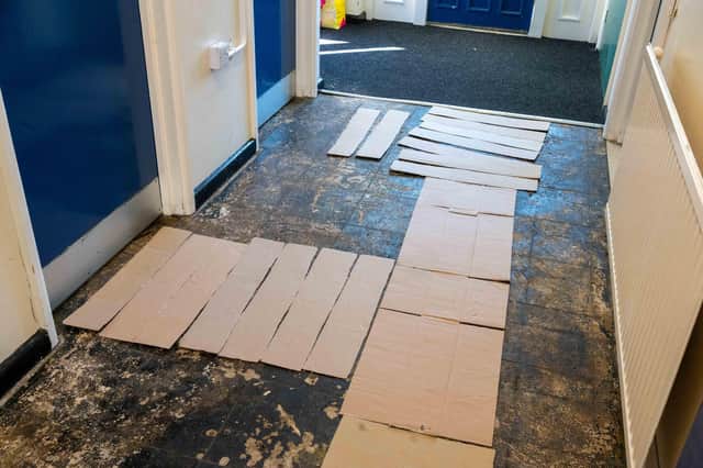The floor tiles were removed at Carpenter Gardens Community Centre