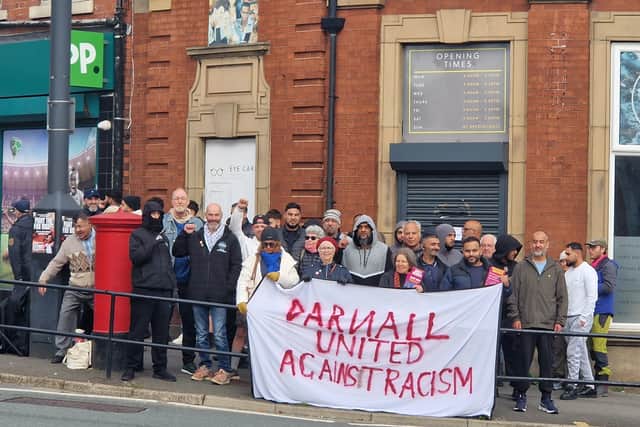 Stand up to Racism protestors gathered in Darnall on Saturday, October 17