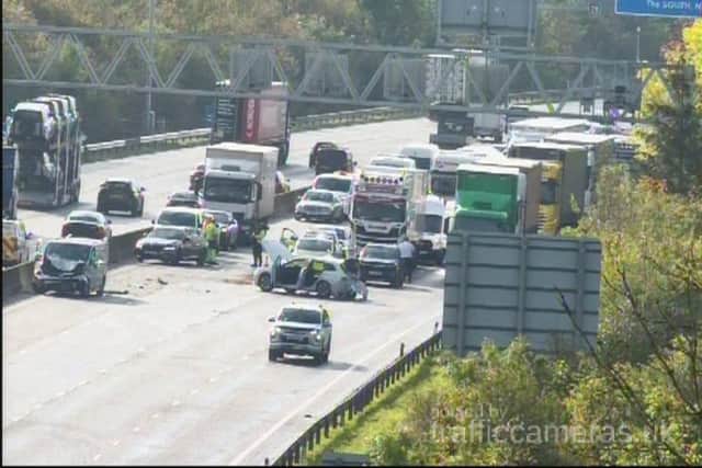 The M1 has been closed due to a  crash on the M1 this morning, near junction 29A. Photo: National Highways
