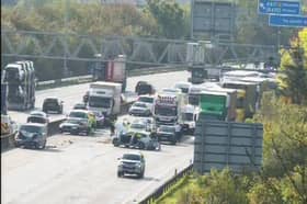 The M1 has been closed due to a  crash on the M1 this morning, near junction 29A. Photo: National Highways