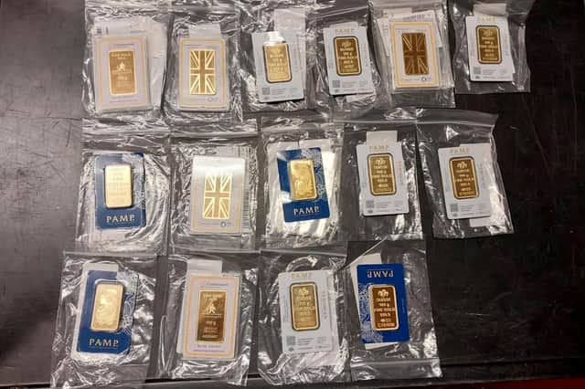 Specialist financial investigators located a safety deposit box belonging to Khan, recovering criminal property including 100g gold bullion bars, jewellery and cash.