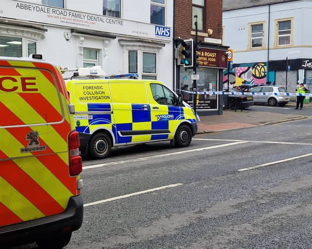 Abbeydale Road, at the junction with London Road, was closed as police investigated