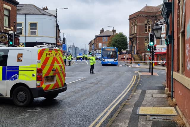 Police were initially called to the scene at the junction between Abbeydale Road, London Road and Highfield Place at 11.54am