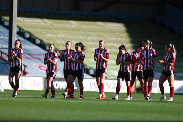Sheffield United Women players after their penalty shoot-out success against Nottingham Forest