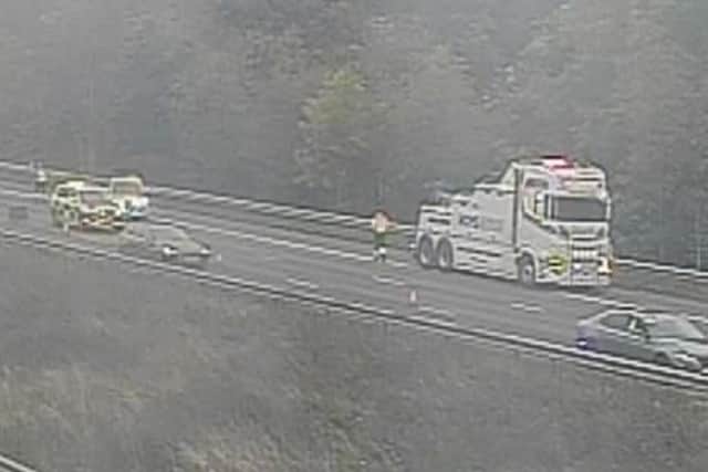 Picture shows a crash which closed the M1 southbound near junction 36, close to Sheffield. Photo: National Highways