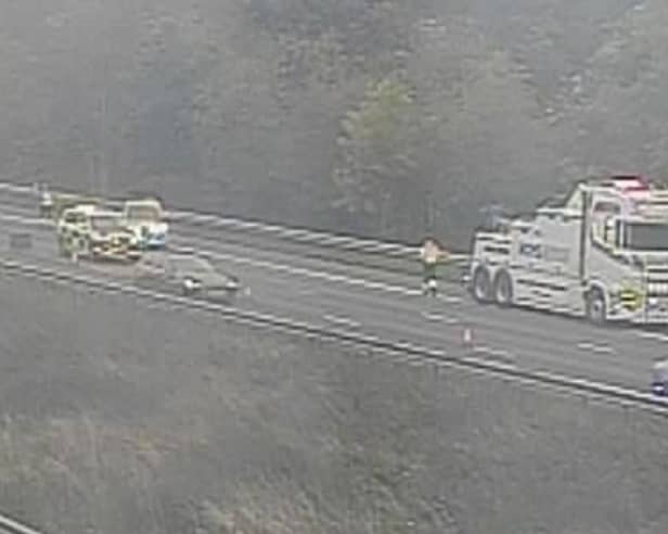 Picture shows a crash which closed the M1 southbound near junction 36, close to Sheffield. Photo: National Highways