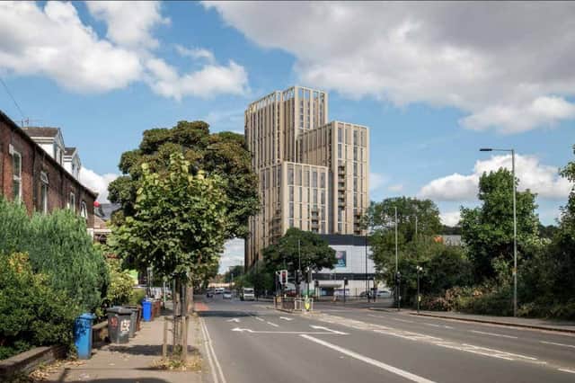 How the new skyscraper would look from Queens Road/Duchess Road, looking north. Photo: iceni-projects
