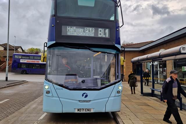 A replacement bus is operating between Gleadless Townend and Halfway and stops at Crystal Peaks. It accepts Supertram tickets.