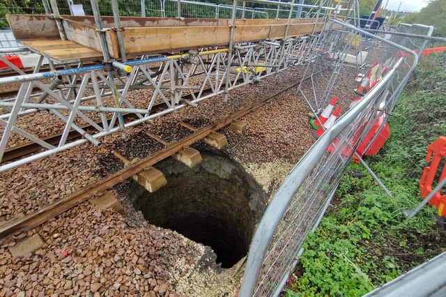 The Blue Route is closed indefinitely after a shaft appeared under the tram tracks near Birley Lane on August 23.