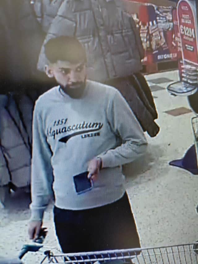 Police want to trace this man over the theft of a bank card, which was later used at a Sheffield supermarket