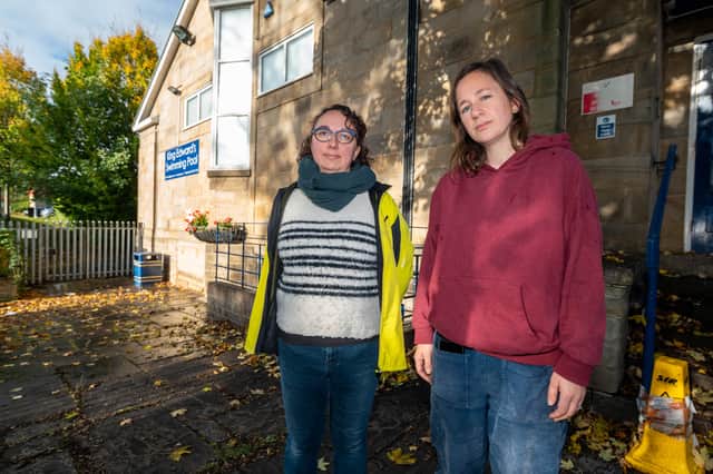 Elizabeth Larminie and Anne Leroux who want King Edwards Swimming Pool saved from closure. Photo: Dean Atkins, Iconic Media