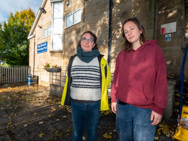 Elizabeth Larminie and Anne Leroux who want King Edwards Swimming Pool saved from closure. Photo: Dean Atkins, Iconic Media