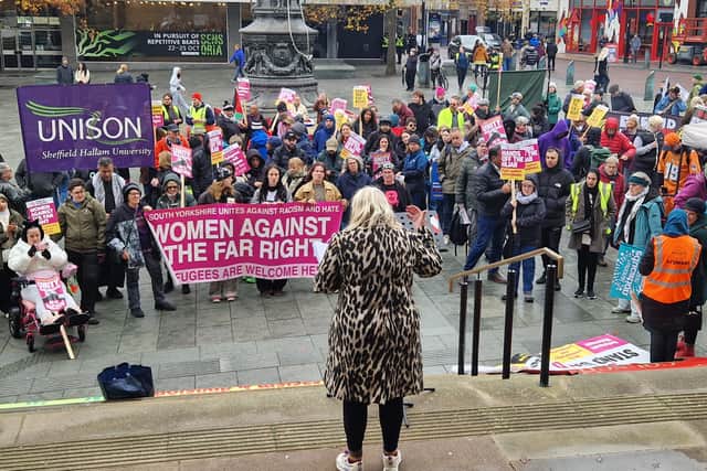 Rally against the far right in Barker's Pool, Sheffield.