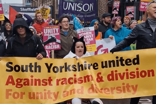 Unity march through Sheffield.