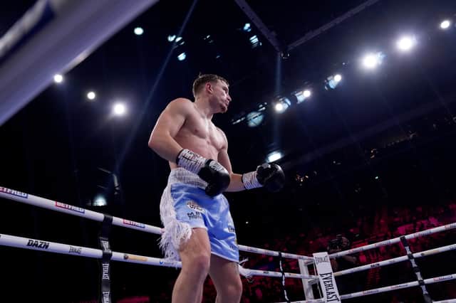 Dalton Smith during his WBC World Super Lightweight Title Contest against Alberto Puello at Utilita Arena Sheffield.