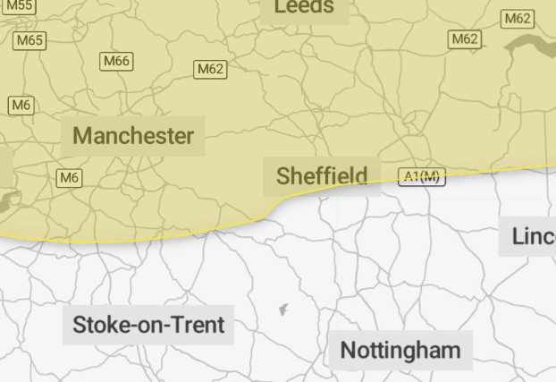 The weather warnings end at Sheffield