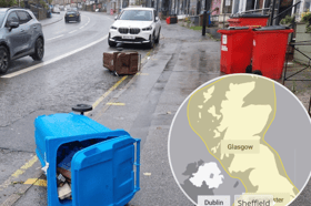 Bins blown over on Sheffield's Ecclesall Road