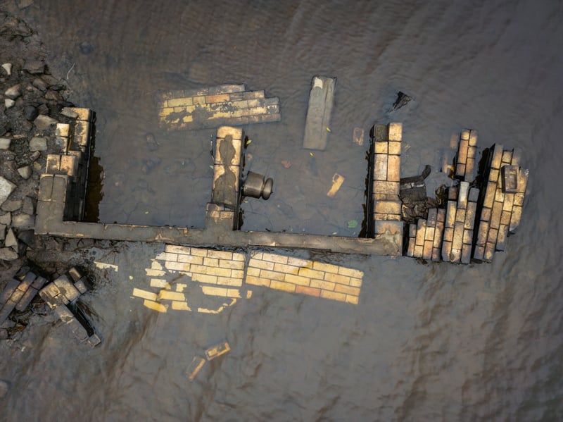A lost village appears at Ladybower Reservoir, Derbyshire, due to low water levels due to the lack of rain in 2026.