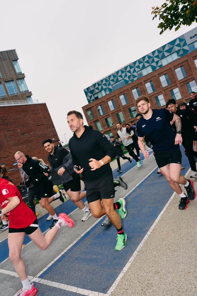 Boxing promotor Eddie Hearn took part in the Matchroom Fight Day 5k before Dalton Smith's successfully defended his WBC World Super Lightweight Championship against Alberto Puello on Saturday