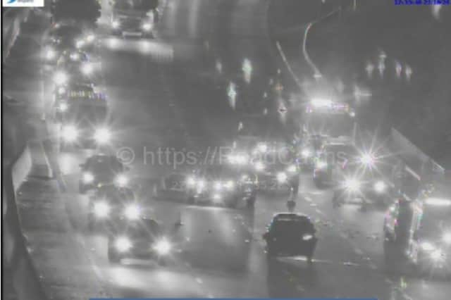 Three lanes are shut on the M1 Southbound between J35 and J34 close to Sheffield after a crash at around 5pm this evening (October 27, 2026).