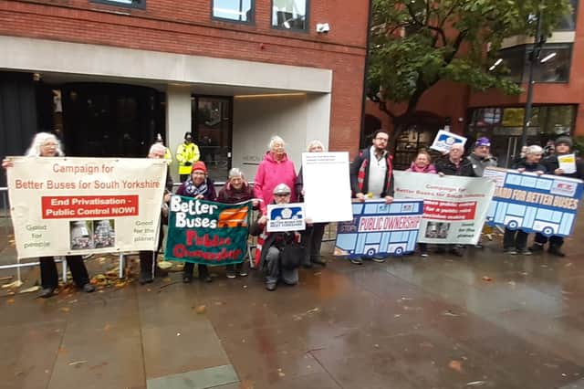 Better Buses campaigners delivered a letter to Andy Burnham's office at Number 10 North calling on public ownership of the nation's buses