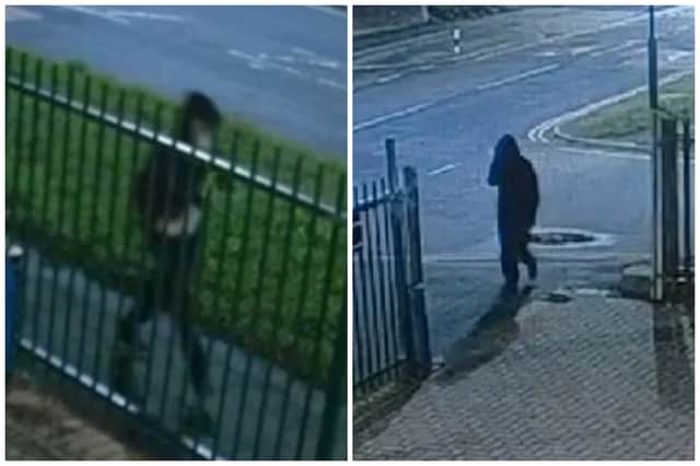 Police are searching for a hooded figure over two alleged hate crimes where a defaced Qur'an bearing death threats was thrown at Sheffield's Wybourn Islamic Centre, in Arbourthorne.