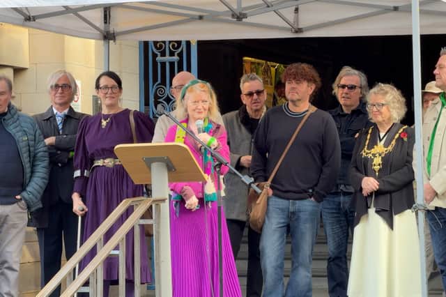 An emotional Candida Doyle shares her gratitude as Pulp unveil their Sheffield Legends plaque outside Sheffield Town Hall