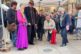 Pulp unveil their Sheffield Legends plaque outside Sheffield Town Hall with Lord Mayor of Sheffield, Cllr, Andrew Sangar