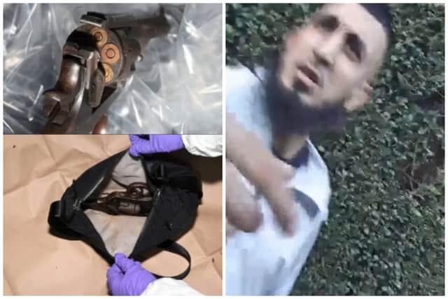 Zohaib Hussein, of Huntsman Road, was chased by officers for speeding when he tried to ditch a black bag in a bush. However, officers spotted him and searched the shrub to find a loaded revolver with three bullets.