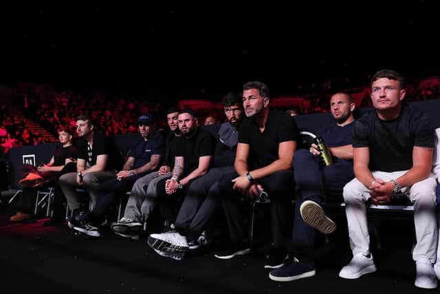 A sidelined Dalton Smith and Matchroom team at Sheffield Arena Picture By Mark Robinson Matchroom Boxing