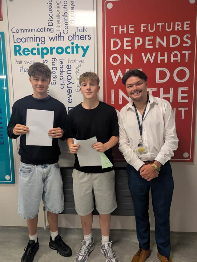 Matthew and Campbell with Mr Johnson.