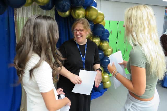 Westfield students celebrating their GCSE results