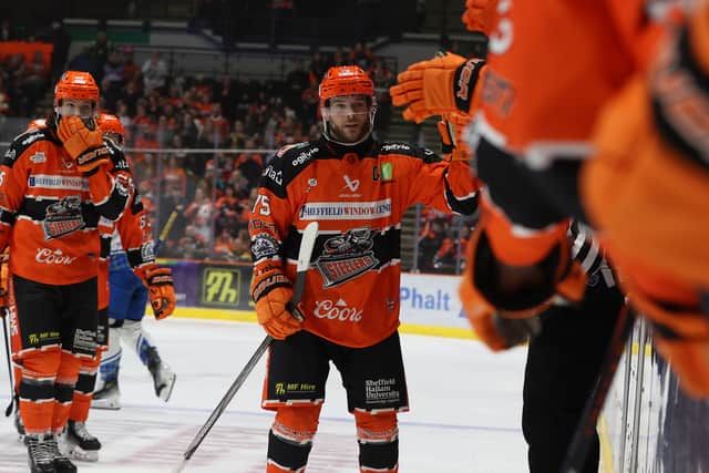 Steelers captain Robert Dowd celebrates another Steelers goal
