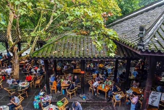 A tea house in People's Park in Chengdu