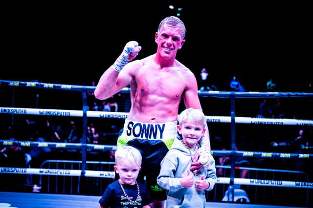 Sonny Boy Price and two of his children after his return to the ring. Pic courtesy of Ryan Marsden, Steel Stream Design.