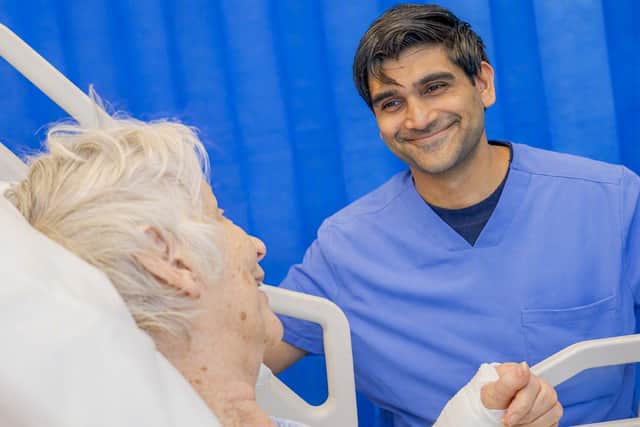 A patient receiving care