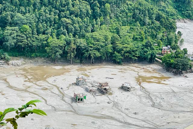 The remains of a village affected by the flooding in the Bhotekoshi - Trishuli River Valley Nepal 26th August 2026